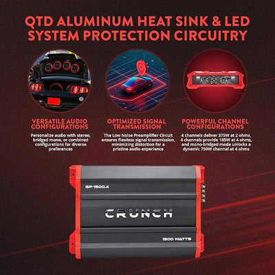 Crunch Ground Pounder GP-1500.4 1500 Watt 4 Channel Amplifier