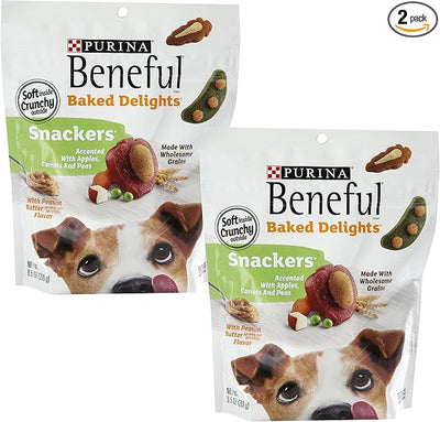 Purina Beneful Baked Delights Dog Snacks - Snackers - Peanut Butter & Cheese Flavors - Net Wt. 9.5 OZ (269 g) Each - Pack of 2