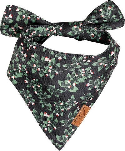 Remy+Roo Dog Bandanas - 2 Pack | Holly Christmas Dog Bandanas Set | Premium Durable Fabric | Patented Shape Bandanas for Dogs (Holly, Large)