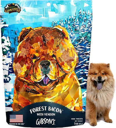 Gibson's Forest Bacon with Venison, Soft Jerky Dog Treats, Crafted with Real Meat, Aromatic, and Grain-Free for Training and Rewarding Dogs of All Breeds & Ages - 3 Ounce Pouch