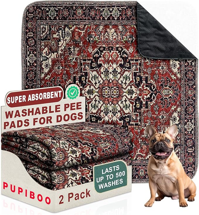 PUPIBOO Washable Pee Pads for Dogs and Cats - Super Absorbent Reusable Puppy Training Pads - 100% Waterproof, Leak-Proof & Non-Slip Whelping Pads for Pet Housebreaking