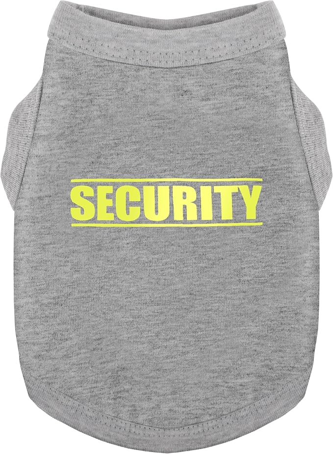 Discover Cozy Cotton Canine Wear: Soft, Lightweight, and Breathable Dog Shirt Vest with Eye-Catching Graphics(Security), Keeping Your Furry Friend Warm and Comfy! Grey XXL