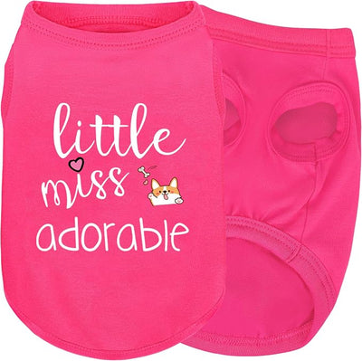 Cotton Dog Shirt with 'Little Miss Adorable' Corgi Head Print, Soft & Breathable Pet Apparel for Small, Medium, and Large Dogs, All-Season Sleeveless Vest, Cute and Comfortable Dog Outfit.Pink XXL