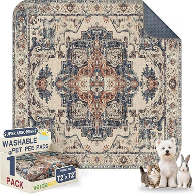 Washable Pee Pads for Dogs, Reusable Puppy Potty Training Pads, Ultra-Absorbent Thick Waterproof Leak-Proof Non-Slip Pads & Mat for Crate, Playpen, Floor, Whelping & Housebreaking , 1 Pack 72"x72"
