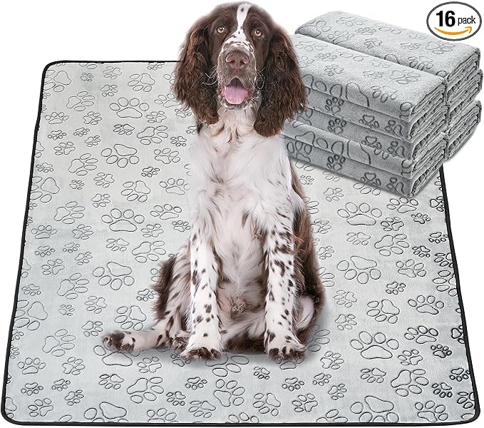 Qeils Reusable Puppy Pads, 16 Pack Washable Pee Pads for Dogs, Non Slip Wee Wee pad, Absorbent and Leakproof Training Mats for Potty, Crate, Playpen, Bed, Sofa, 48"x 30"