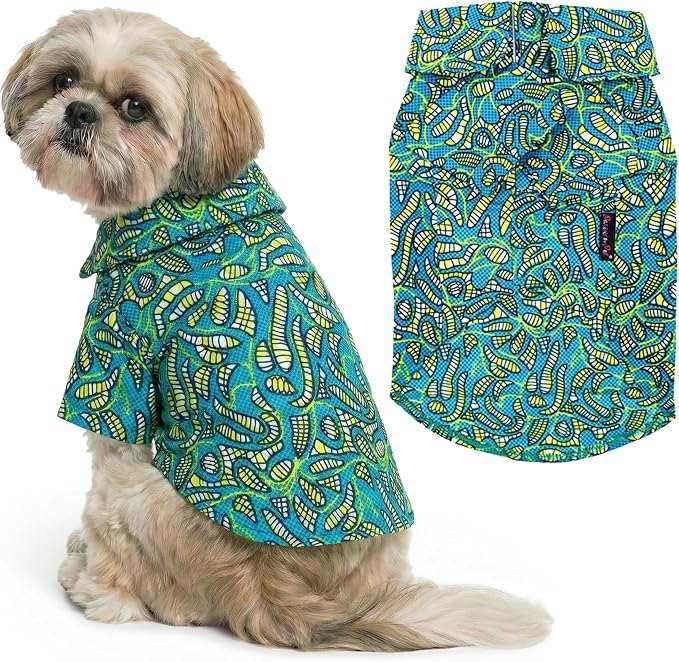 Parisian Pet Tribal Leaves Dog Shirt - Cotton Clothes for Medium Dogs - Stylish Tropical Dog Outfit - Lightweight and Soft Puppy Clothes - Trendy Tshirts for Dogs - Comfortable Summer Camp Pet Apparel