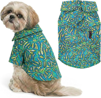 Parisian Pet Tribal Leaves Dog Shirt - Cotton Clothes for Medium Dogs - Stylish Tropical Dog Outfit - Lightweight and Soft Puppy Clothes - Trendy Tshirts for Dogs - Comfortable Summer Camp Pet Apparel