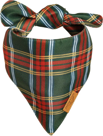 Remy+Roo Dog Bandanas - 2 Pack | Holiday Plaids Christmas Dog Bandanas Set | Premium Durable Fabric | Patented Shape Bandanas for Dogs (Holiday Plaids, Large)