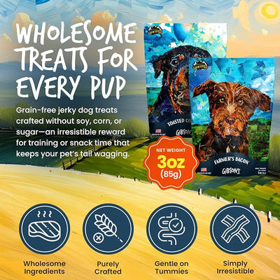 Gibson's Country Bacon with Pork, Soft Jerky Dog Treats, Crafted with Real Meat, Aromatic, and Grain-Free for Training and Rewarding Dogs of All Breeds and Ages - 3 Ounce Pouch