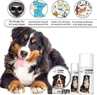 The Blissful Dog Bernese Mountain Nose Butter, Versatile Dog Nose Balm for Dry Nose, Handcrafted Nose Moisturizer, Easy-to-Apply Dog Essentials, Unscented, 8 oz.