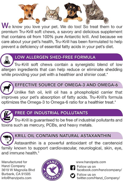 #1 Premium Antarctic Krill Oil Soft Chews for Dogs | Rich in Omega 3 | Astaxanthin | Vitamin E | for Skin and Coat | Low Allergen | Low Calorie | cGMP Certified | Made in USA | 60 Savory Soft Chews