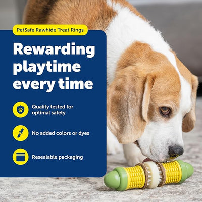 PetSafe Rawhide Treat Ring Refills, Variety Pack, Size A, Original Rawhide and Peanut Butter Flavor, Replacement Treats Busy Buddy Treat Ring Holding Toys