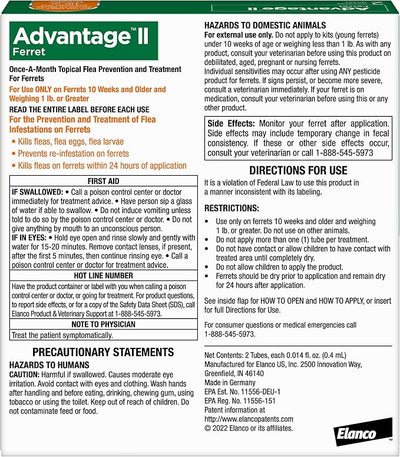 Advantage II Ferret Vet-Recommended Flea Treatment & Prevention | Ferret 1+ lbs. | 2-Month Supply