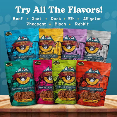 Adventure Shreds Rabbit & Bacon Dog Treats, Soft & Thin Dog Treats for Training & Rewards, Grain-Free Snacks for Pets of All Breeds and Ages - 2.5 Ounce Pouch