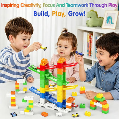 DIY Building Blocks Car Ramp Race Track Toy for Kids, STEM Gift | Creative Blocks, Many Models, Open-Ended Car Ramp Toy for Toddlers to Build, Rebuild & Race