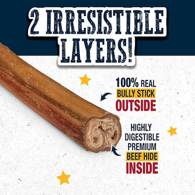 Cadet Bully Hide Sticks for Large Dogs, All-Natural Beef Pizzle, Limited-Ingredient Long-Lasting Dog Chews for Aggressive Chewers, 1 Count (Pack of 2)