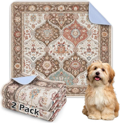 INVENHO 2PACK Washable Pee Pads for Dogs, Reusable Dog Pads Upgrade Non-Slip Dog Pee Pads Heavy Absorbency Puppy Pee Pads Quick Dry Whelping Pads/Waterproof Puppy Training Pad