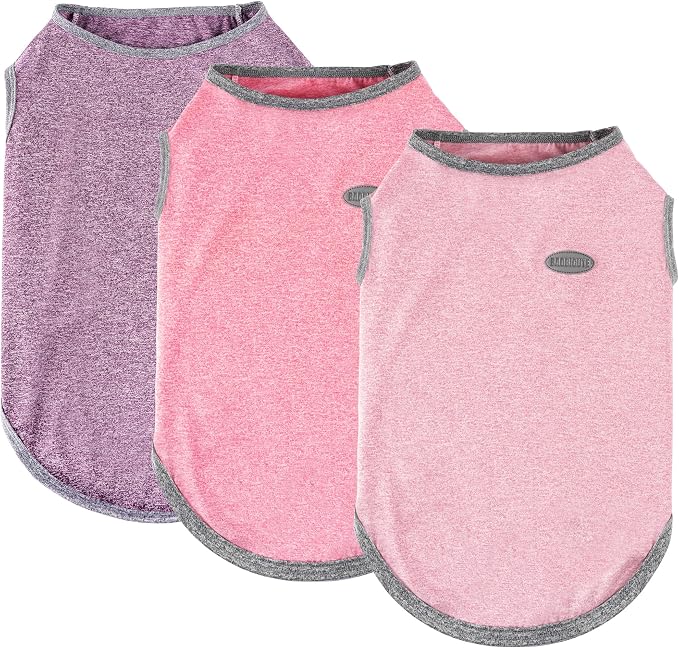 3 Pack Lightweight Sun Protection Dog Shirt Breathable Sleeveless Dog T Shirts Extra Soft Top Tank Dog Clothes for Outdoor Activities (Purple + Skin Pink + Light Pink, Medium)