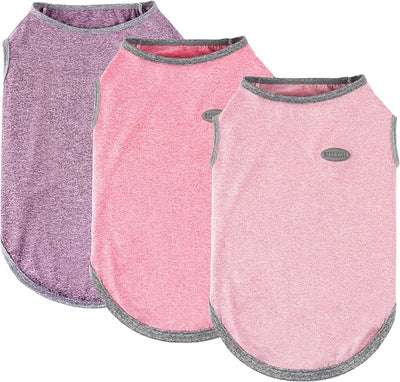 3 Pack Lightweight Sun Protection Dog Shirt Breathable Sleeveless Dog T Shirts Extra Soft Top Tank Dog Clothes for Outdoor Activities (Purple + Skin Pink + Light Pink, Medium)