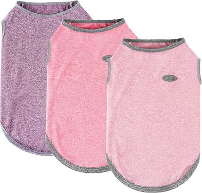 3 Pack Lightweight Sun Protection Dog Shirt Breathable Sleeveless Dog T Shirts Extra Soft Top Tank Dog Clothes for Outdoor Activities (Purple + Skin Pink + Light Pink, XXX-Large)
