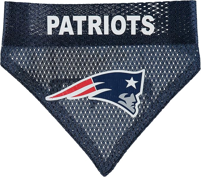 Pets First NFL DOG BANDANA - NEW ENGLAND PATRIOTS REVERSIBLE PET BANDANA. 2 Sided Sports Bandana with a PREMIUM Embroidery TEAM LOGO, Large/X-Large. - 2 Sizes & 32 NFL Teams available
