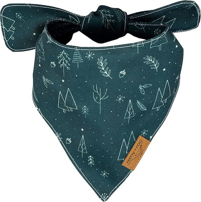 Remy+Roo Dog Bandanas - 2 Pack | Evergreen Christmas Dog Bandanas Set | Premium Durable Fabric | Patented Shape Bandanas for Dogs (Evergreen, Small)