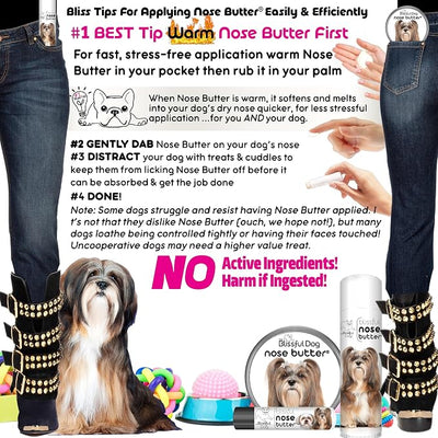 The Blissful Dog Lhasa Apso Nose Butter for Dry, Cracked Skin, Lick-Safe Dog Nose Balm with Moisturizing Shea Butter, Almond, Olive, and Essential Oils, Pet Supplies, Uncented, 8 oz.