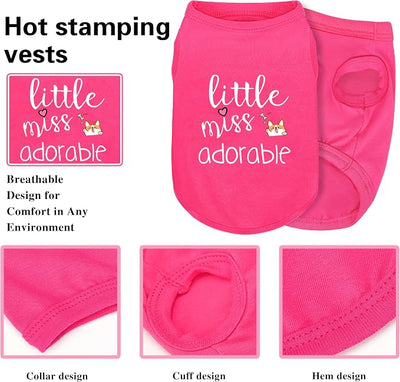 Cotton Dog Shirt with 'Little Miss Adorable' Corgi Head Print, Soft & Breathable Pet Apparel for Small, Medium, and Large Dogs, All-Season Sleeveless Vest, Cute and Comfortable Dog Outfit.Pink 3XL
