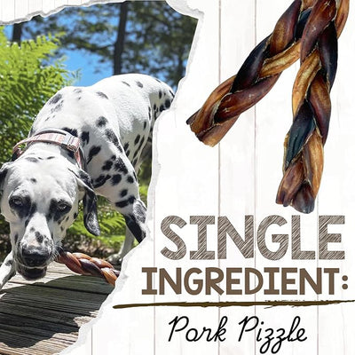 Nature Gnaws Braided Pork Bully Sticks for Dogs 5-6" (20 Count) - Long Lasting for Small and Medium Dogs - Natural Bacon Dog Chew Treats - Rawhide Free
