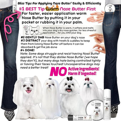 The Blissful Dog Maltese Nose Butter for Dry, Cracked Skin, Lick-Safe Dog Nose Balm with Moisturizing Shea Butter, Almond, Olive, and Essential Oils, Pet Supplies, Uncented, 2 oz.