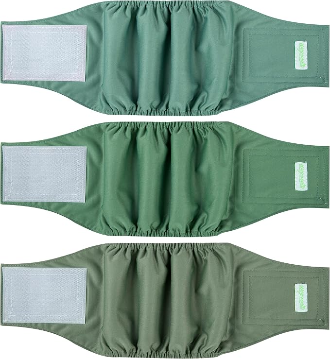 wegreeco Washable Male Dog Belly Band (Stylish Pattern)- Pack of 3 - Male Dog Belly Wrap, Dog Diapers Male (Green Series, Medium)