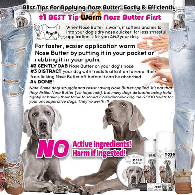 The Blissful Dog Weimaraner Nose Butter for Dry, Cracked Skin, Lick-Safe Dog Nose Balm with Moisturizing Shea Butter, Almond, Olive, and Essential Oils, Pet Supplies, Uncented, 8 oz.