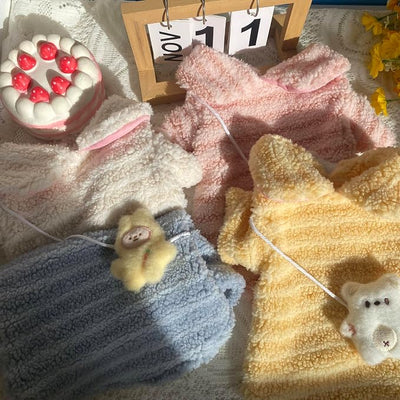 Lace Bow Decoration Fleece Winter Puppy Coats for Small & Medium Dogs - Christmas Outfit for Chihuahua, Yorkie & Teacup Dogs