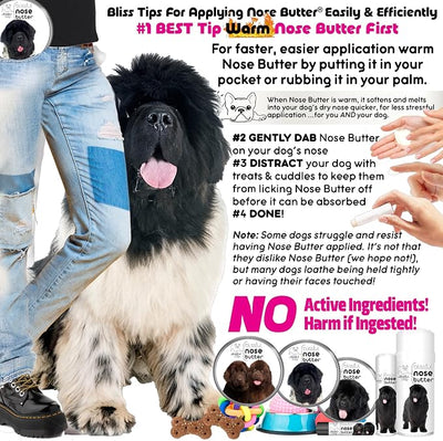 The Blissful Dog Landseer Newfoundland Nose Butter, Versatile Dog Nose Balm for Dry Nose, Handcrafted Nose Moisturizer, Easy-to-Apply Dog Essentials, Unscented, 2 oz.