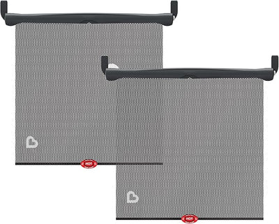 Munchkin Brica Sun Safety Car Window Shade with Heat Alert, Helps Block UVA/UVB Rays, 2 Pack, Black