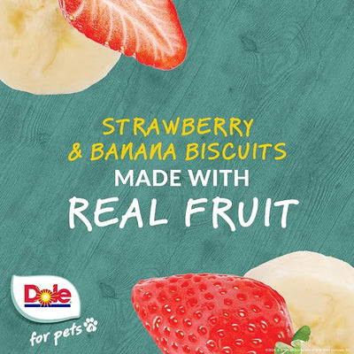 Dole for Pets Dog Biscuits Assorted Banana + Strawberry Mix, Real Fruit Flavor Vegan Crunchy Treats, No Wheat Corn Soy or Artificial Additives, Bite Size Training Snacks for Dogs, 7 Oz
