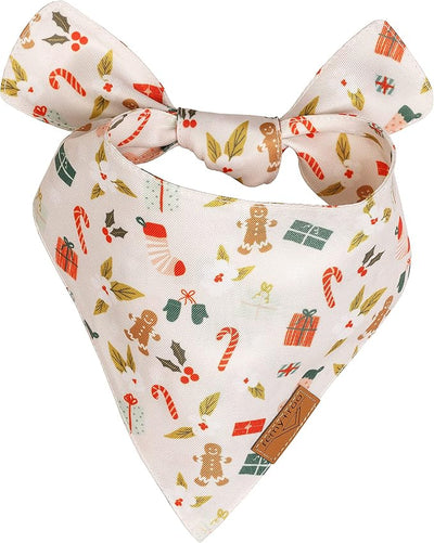Remy+Roo Dog Bandanas - 2 Pack | Holly Christmas Dog Bandanas Set | Premium Durable Fabric | Patented Shape Bandanas for Dogs (Holly, Large)