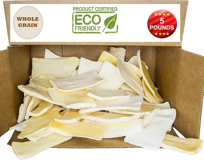 Brazilian Pet Premium Thick Cut Chips, Wholegrain Rawhide (Last Much Longer Than Traditional Chips). 100% Natural. Great Behavioral Dog Chew Treat Solution. No Preservatives. (5 Pounds)