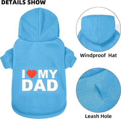 Dog Sweater Dog Hoodie Cold Weather Dog Coat Hooded Sweatshirt for Puppies,Cats, Small Medium Large Dogs (Blue(I Love My Dad), X-Large)