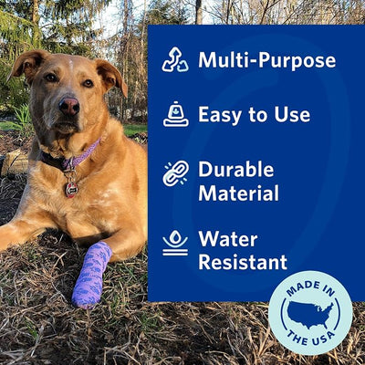 OVIK Health PetFlex No Chew – Flexible Self-Adhering Elastic Bandage for Wound Care – First Aid Wrap for Small Animals Like Dogs, Cats, and Other Pets - 2 inch, 6 Rolls