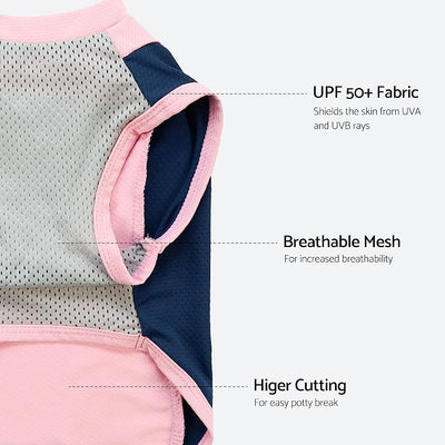 Fitwarm 2 Pack UPF 50+ UV Sun Protection Dog Shirt, Lightweight Breathable Cooling Vest, Quick Dry Dog Summer Clothes for Small Dogs Boy Girl, Reflective Label Pet Cat Outfit, Pink, Small