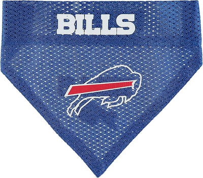 NFL DOG BANDANA - BUFFALO BILLS REVERSIBLE PET BANDANA. 2 Sided Sports Bandana with a PREMIUM Embroidery TEAM LOGO, Small/Medium. - 2 Sizes & 32 NFL Teams available