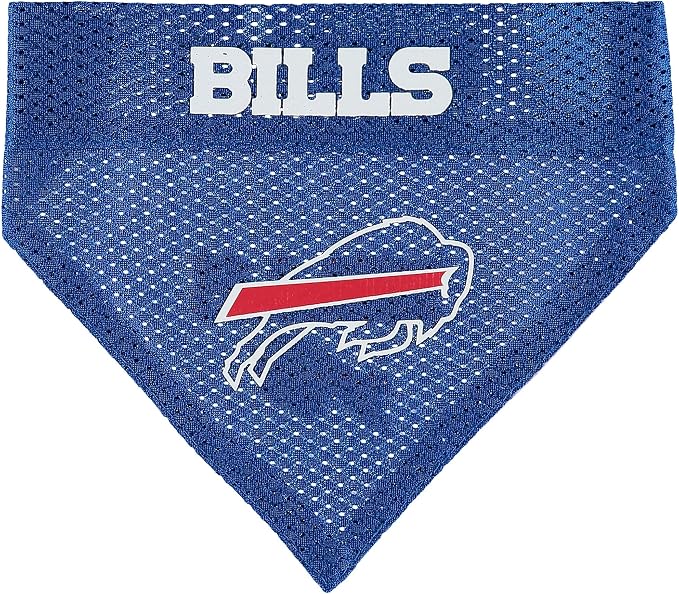 NFL DOG BANDANA - BUFFALO BILLS REVERSIBLE PET BANDANA. 2 Sided Sports Bandana with a PREMIUM Embroidery TEAM LOGO, Large/X-Large. - 2 Sizes & 32 NFL Teams available