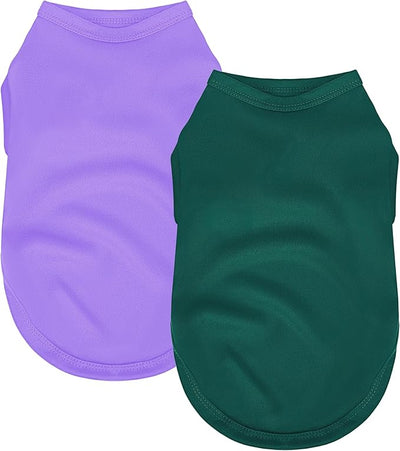 2-Pack Premium Polyester Dog Shirts - Solid Colors, Fabric, Fits Small, Medium, Large Dogs, Perfect for Everyday Wear, Holidays, and Special Occasions.Green Purple XS