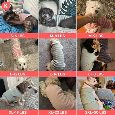 KYEESE 2Pack Dog Shirts Waffle for Small Dogs Stretchy T-Shirts Lightweight Tank Top Sleeveless Dog Vest Breathable, Large, Pink+Grey