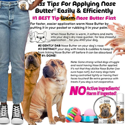 The Blissful Dog Chinese Shar-Pei Nose Butter for Dry, Cracked Skin, Lick-Safe Dog Nose Balm with Moisturizing Shea Butter, Almond, Olive, and Essential Oils, Pet Supplies, Uncented, 1 oz.