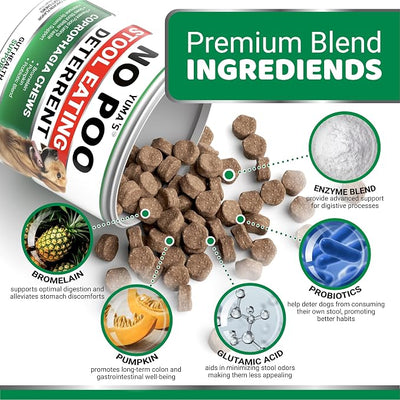 No Poo Chews for Dogs - Coprophagia No Poop Eating Deterrent for Dogs - Stop Eating Poop for Canine - Probiotics & Digestive Enzymes Supplement - Made in USA