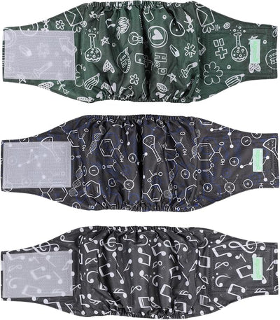 wegreeco Washable Male Dog Belly Band (Stylish Pattern)- Pack of 3 - Washable Male Dog Belly Wrap, Dog Diapers Male (Cool Design, Large)