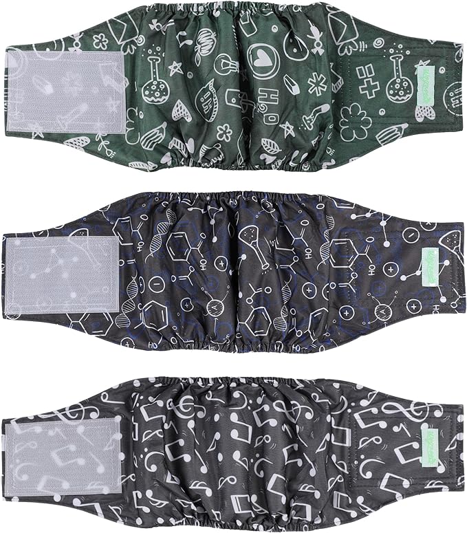 wegreeco Washable Male Dog Belly Band (Stylish Pattern)- Pack of 3 - Washable Male Dog Belly Wrap, Dog Diapers Male (Cool Design, Medium)