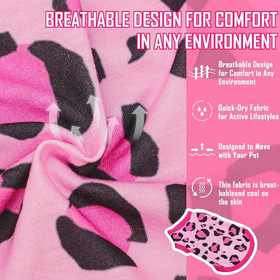 Adorable Pink Leopard Dog Shirt: Lightweight Polyester Cartoon Puppy Vest, Small Medium & Large Dog T-Shirt, Summer Pet Clothes, Cute Dog Apparel, Breathable Dog Tank Top S